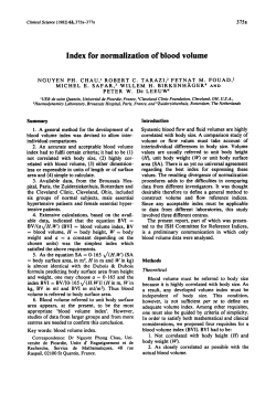 Index for Normalization of Blood Volume