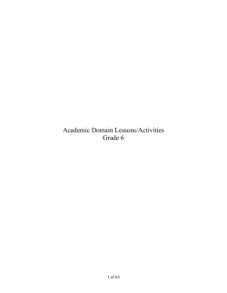 Academic Domain Lessons/Activities Grade 6
