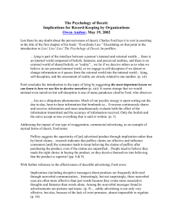 The Psychology of Deceit