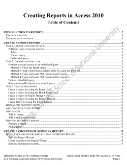 Creating Reports in Access 2010 - maxwell.syr.edu