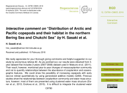 Interactive comment on &ldquo;Distribution of Arctic and Pacific copepods