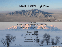 MATERHORN FogX Plan - University of Notre Dame
