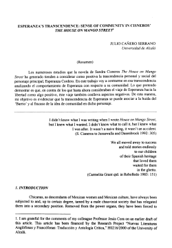 Esperanza`s Transcendence. Sense of Community in Cisneros, The