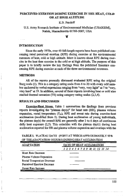 PERCEIVED EXERTION DURING EXERCISE IN THE HEAT, COLD