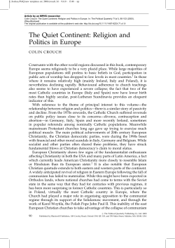 The Quiet Continent: Religion and Politics in Europe