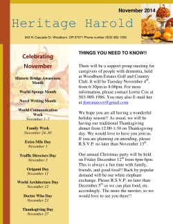 November 2014 Newsletter - Heritage House, Woodburn