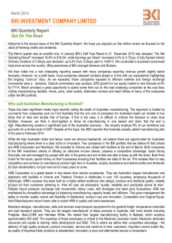 BKI Quarter Report - March 2014 - 4 pager.pub