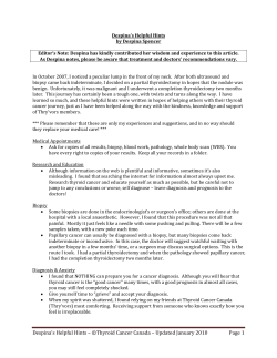 Despina`s Helpful Hints &ndash; &copy;Thyroid Cancer Canada &ndash; Updated