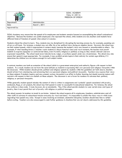 GOAL ACADEMY Policy 3.1.2011A FREEDOM OF SPEECH