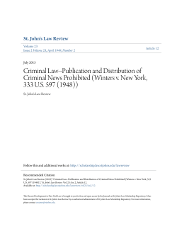 Criminal Law--Publication and Distribution of Criminal News
