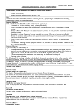 Provisional Subject Strand Information