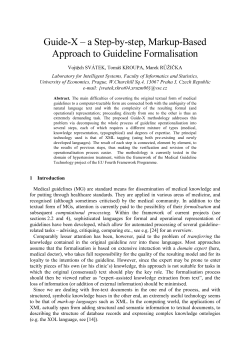 Guide X - a Step by step, Markup %ased Approach to Guideline