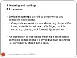 3 Meaning and readings 3.1. Lexemes