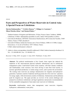 Facts and Perspectives of Water Reservoirs in Central Asia: A