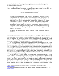 Servant Teaching: An exploration of teacher servant leadership on