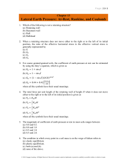 Lateral Earth Pressure: At-Rest, Rankine, and Coulomb