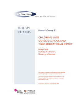 Primary Review &ndash; theme 8 &ndash; Beyond the school