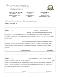 Adolescent Privacy Statement Date: Patient Age Today is: _____