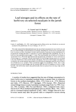 Leaf nitrogen and its effects on the rate of herbivory on selected