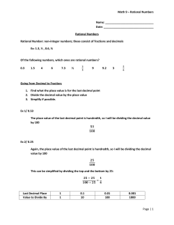 Math 9 &ndash; Rational Numbers Page | 1 Name: Date: Rational Numb
