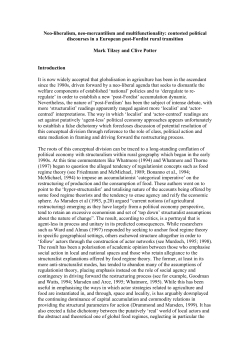 Neo-liberalism, neo-mercantilism and multifunctionality: contested