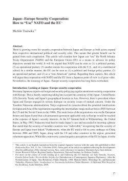 Japan – Europe Security Cooperation: How to “Use” NATO and the EU