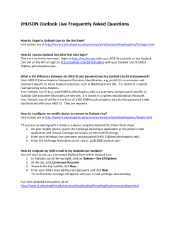 JHUSON Outlook Live Frequently Asked Questions