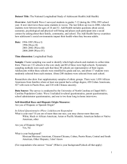 1 Dataset Title: The National Longitudinal Study of Adolescent