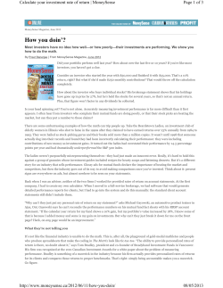 How you doin`? - Portfolio Management Association of Canada
