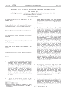 Legal basis: Horizon 2020