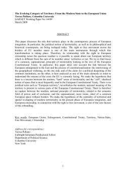 1 The Evolving Category of Territory: From the Modern State to the