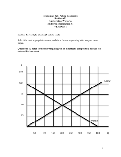 1 Economics 325: Public Economics Section A01 University of