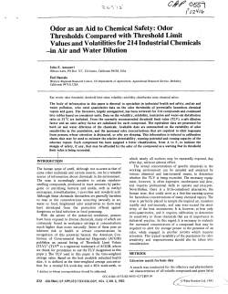 Odor as an Aid to Chemical Safety: Odor Thresholds