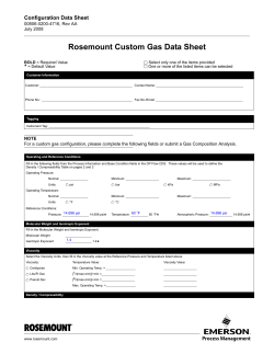 Configuration Data Sheet: Rosemount Custom Gas Data Sheet