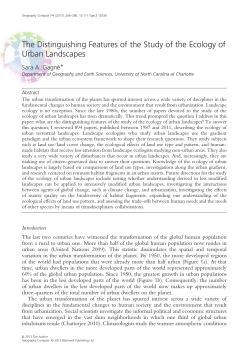 The Distinguishing Features of the Study of the Ecology of Urban