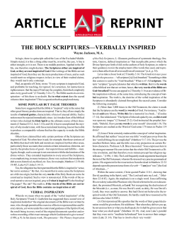 The Holy Scriptures--Verbally Inspired