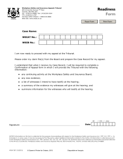 Readiness Form