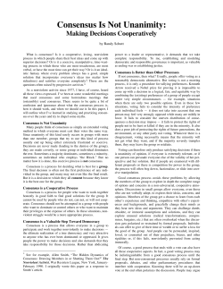 Consensus Is Not Unanimity