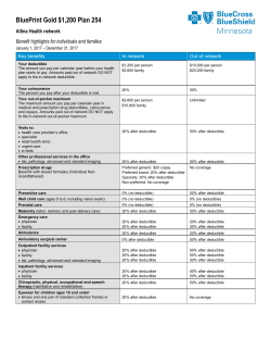 Gold plan benefit highlights  - Blue Cross and Blue Shield of