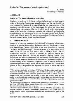 Psalm 54: The power of positive patterning!