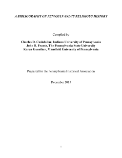 Bibliography of Pennsylvania Religious History