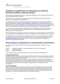 Guidelines on applications for authorisation to wholesale distribute