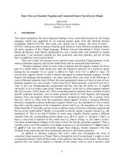 1 Some Notes on Thematic Negation and Connected Future