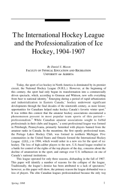 The International Hockey League and the Professionalization