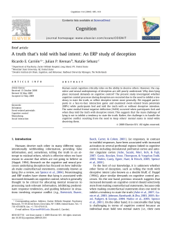 A truth that`s told with bad intent: An ERP study of deception