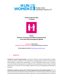 Call for Proposals 2015 3rd Round Theme: Women`s Economic and