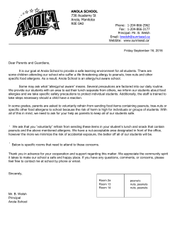 Peanut and Allergy Aware letter to parents