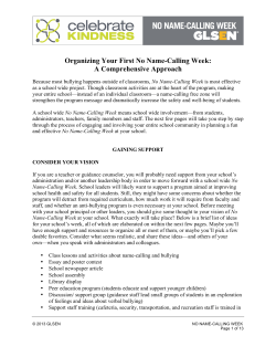 Organizing Your First No Name-Calling Week- A