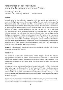 Reformation of Tax Procedures along the European