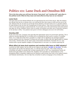 Politics 101: Lame Duck and Omnibus Bill